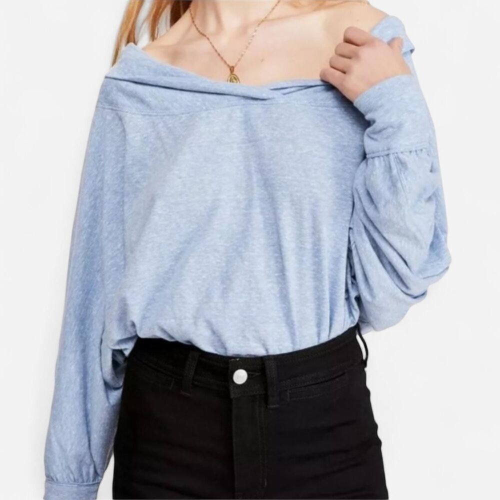 Free People Sequoia Black Wide Neck Pullover XS | Indie Slouchy Core